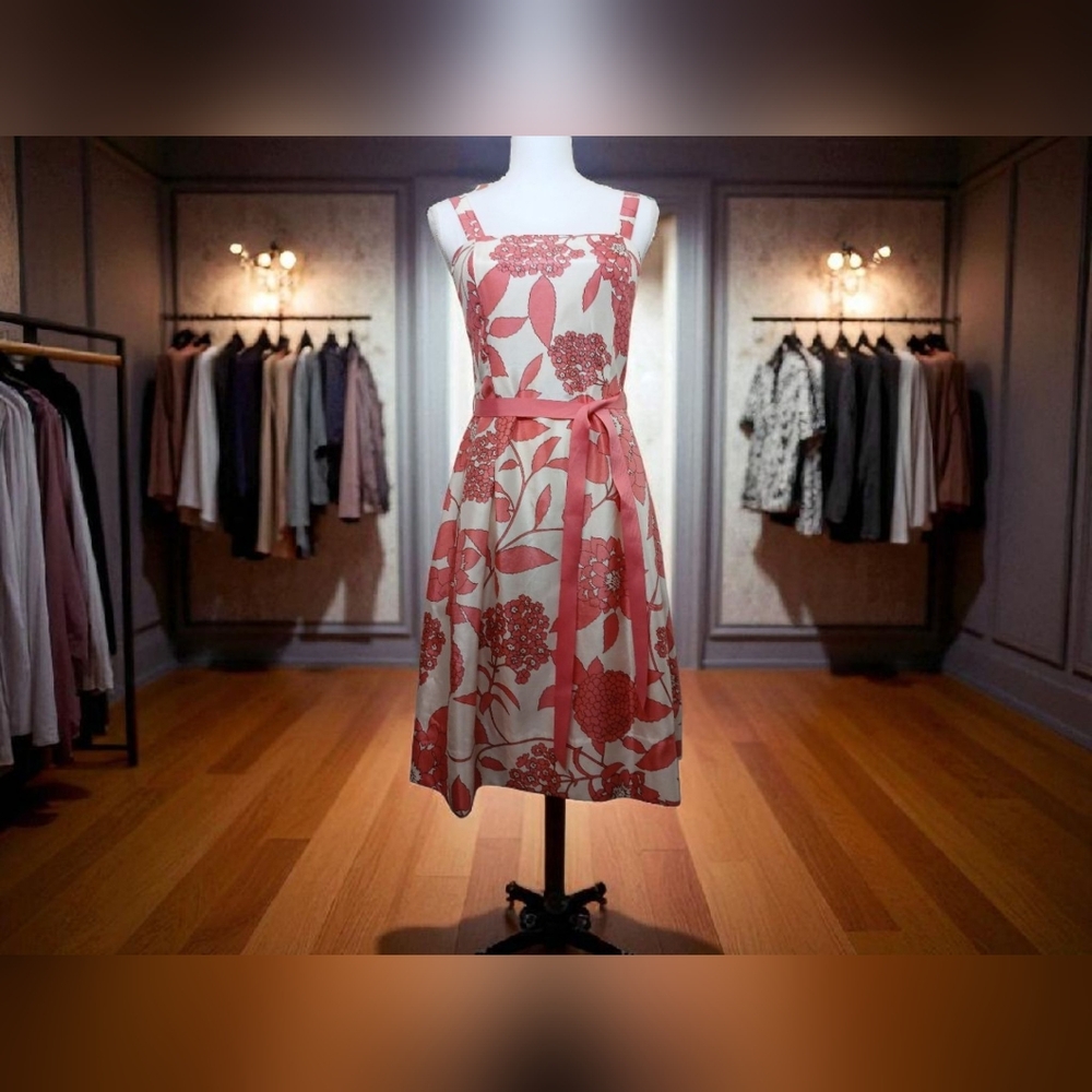 Dressbarn Floral Satin-Look Fit & Flare Dress – Size 4